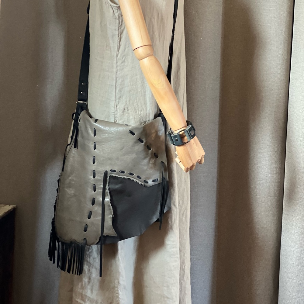 Handmade Leather Messenger Bag with Fringe